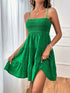 Smocked Tiered Sleeveless Mini Dress - Odaingerous